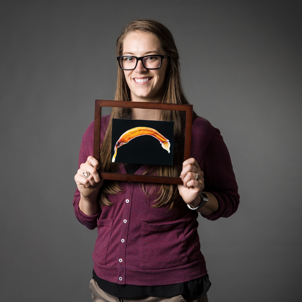 sarah carey with a moss sporophyte